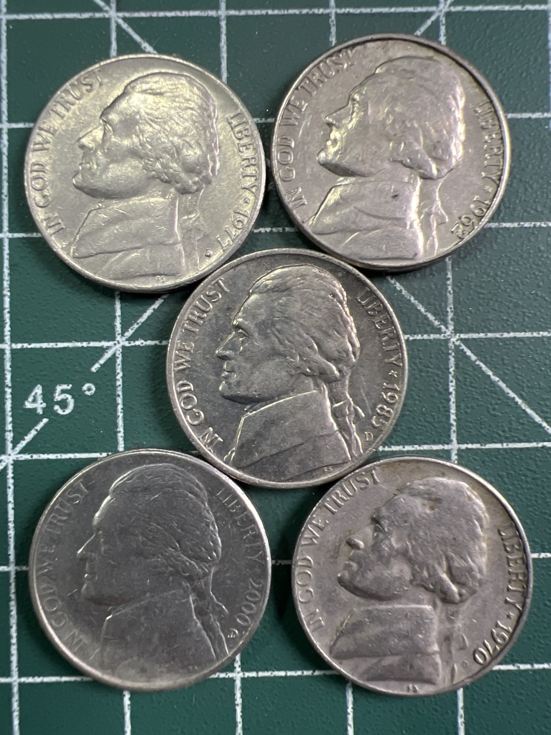 泡泡堂第326期  世界硬币 （无押金，捡漏，全场20包邮，偏远地区除外，接收代拍业务） 五美分5枚