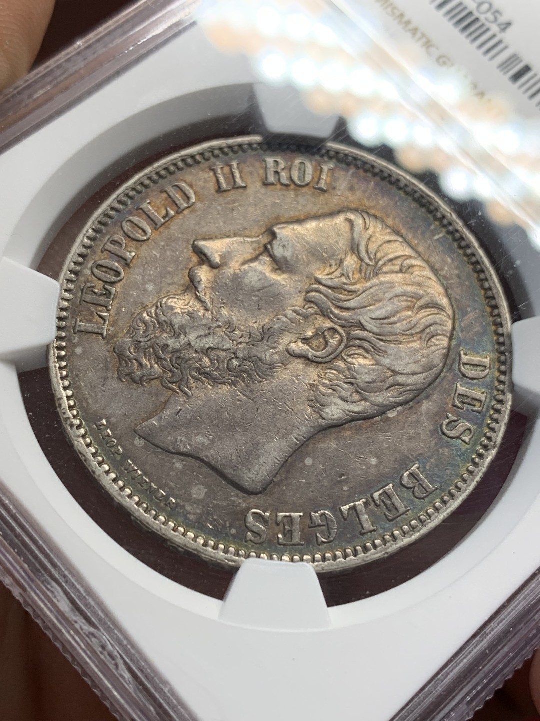 《竞宝斋》第159场-周日，周一 2场 (全场包邮) NGC-AU53 1869比利时利奥波德二世5法郎大银币