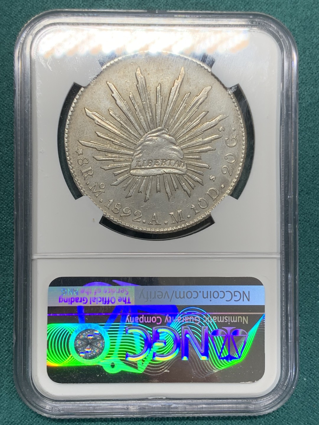 《竞宝斋》第159场-周日，周一 2场 (全场包邮) NGC-AUD 墨西哥 1892年 8R 鹰洋 严评 原厂铸缺 包浆有一点霜感