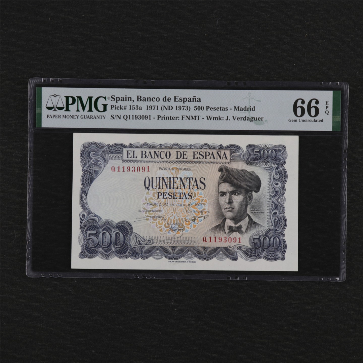 【亘邦集藏】第157期拍卖 1971年 西班牙500比塞塔 PMG 66EPQ 1193091