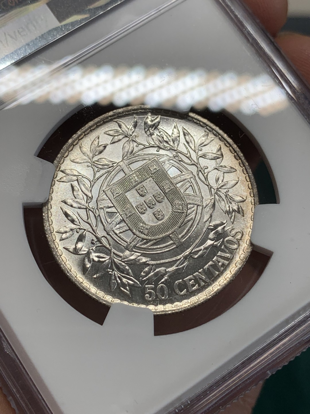 《竞宝斋》第159场-周日，周一 2场 (全场包邮) NGC-MS63 葡萄牙1916年 自由女神半圆 带彩包浆