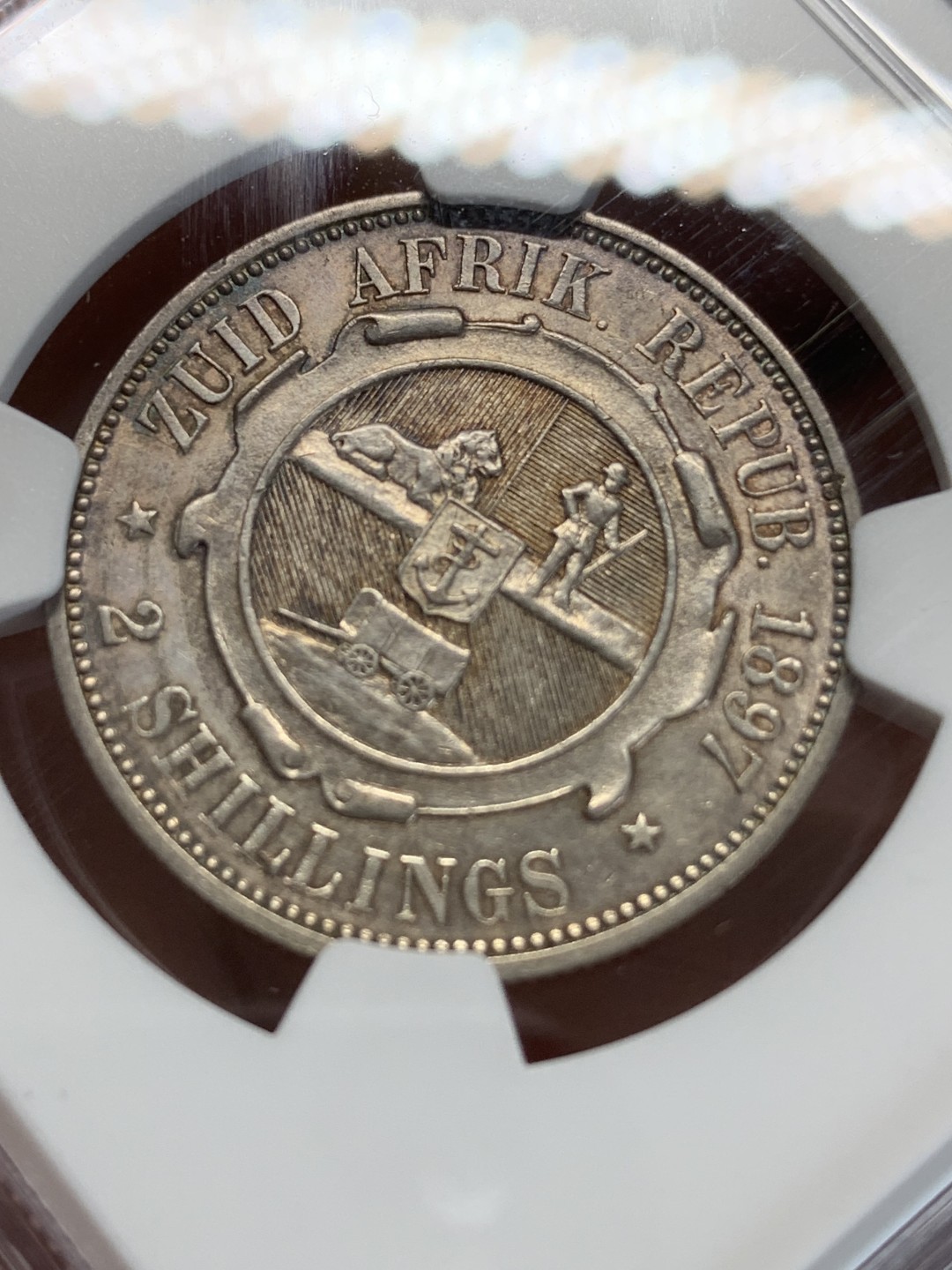 《竞宝斋》第159场-周日，周一 2场 (全场包邮) NGC-AUD 1897南非首任总统克鲁格2先令银币