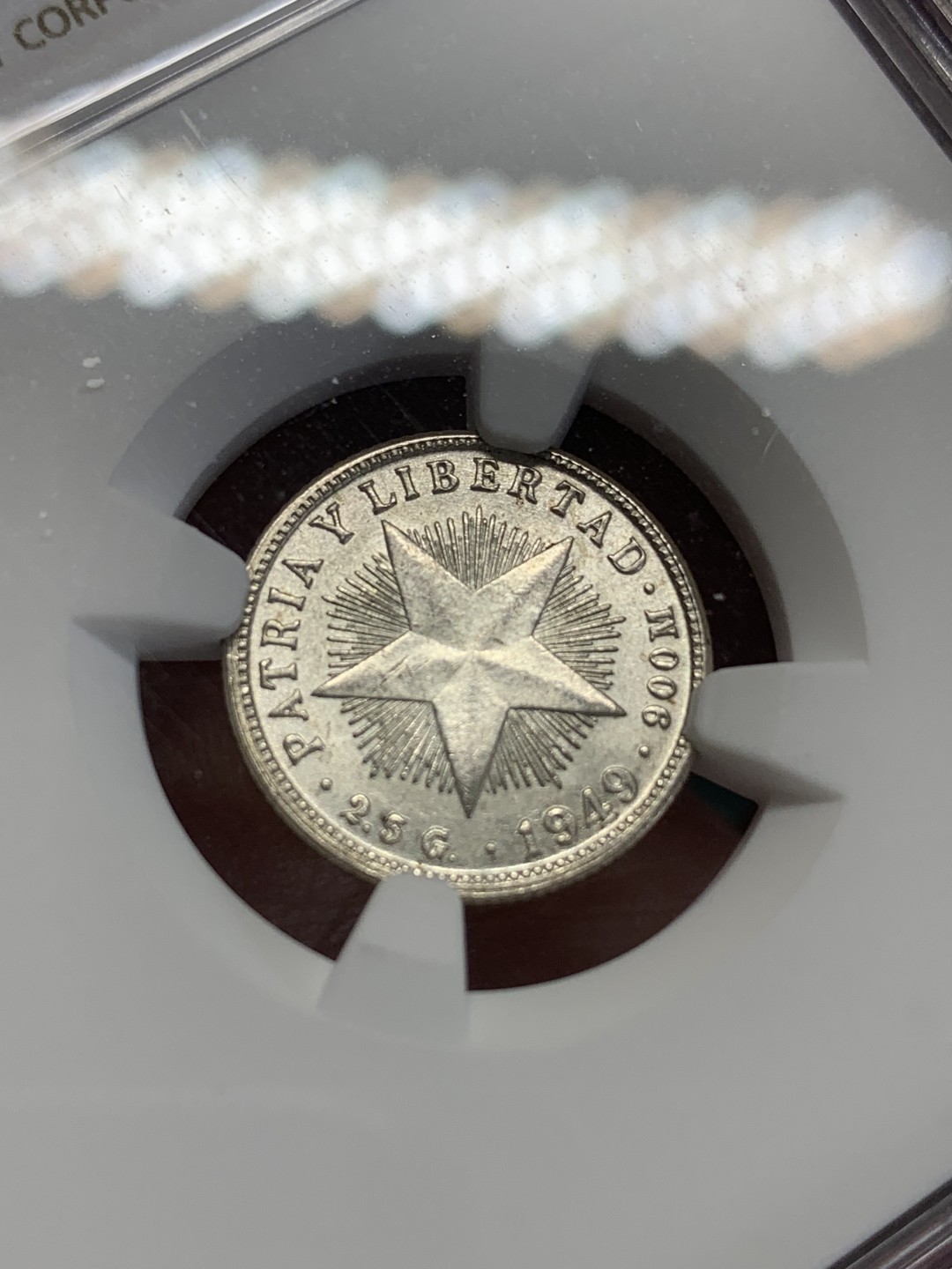 《竞宝斋》第159场-周日，周一 2场 (全场包邮) NGC-MS65 古巴1949年 大五星10分银币 这品种62内的容易 超过62的就难了，  这枚品相就是可遇不可求的了