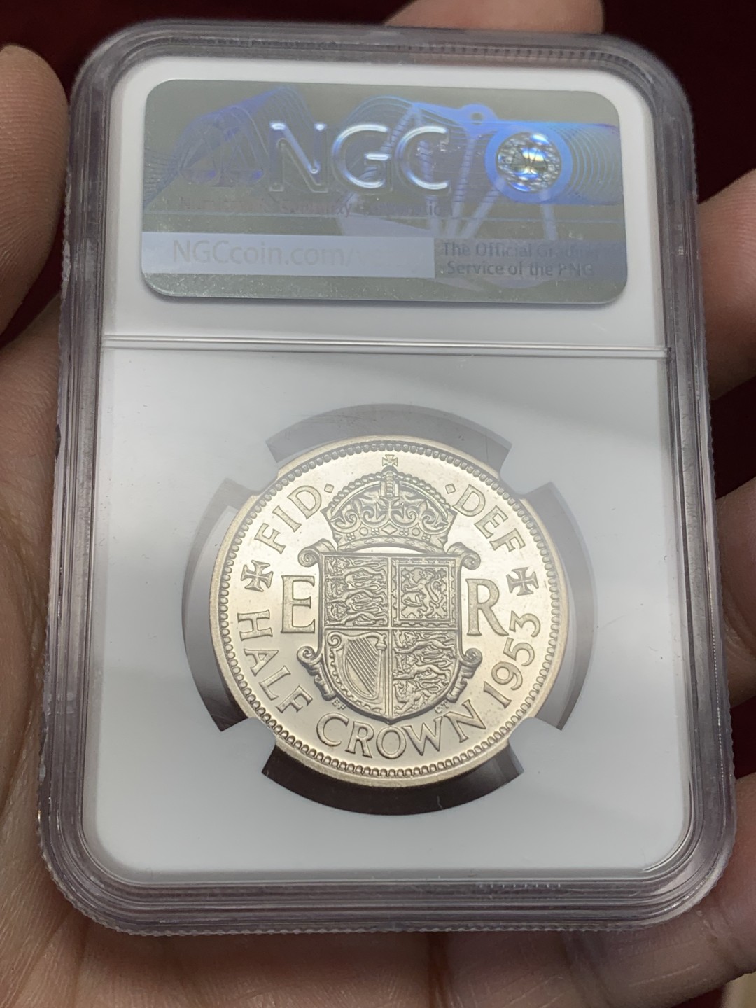 《竞宝斋》第159场-周日，周一 2场 (全场包邮) NGC-PF63 1953年英国伊丽莎白二世加冕首年精制半克朗