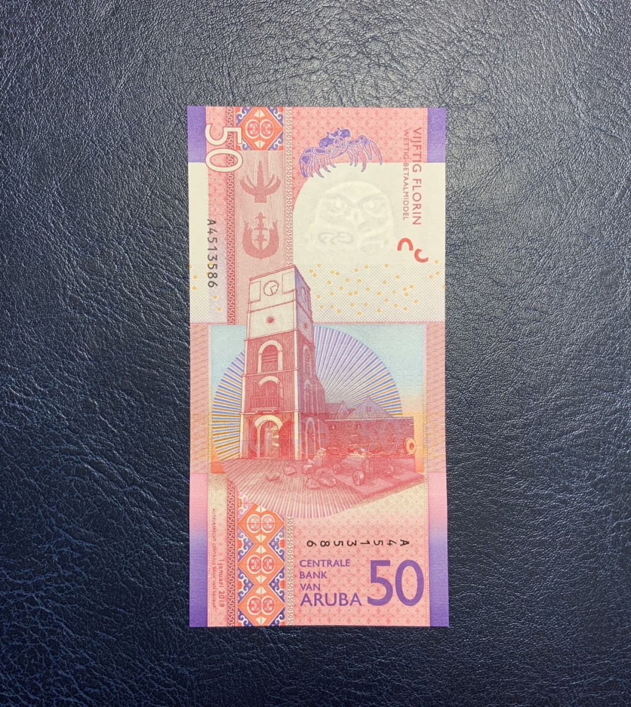 收藏联盟Quantum Auction 第254期拍卖  阿鲁巴岛2019年50弗洛林 品相全新UNC 首发A冠