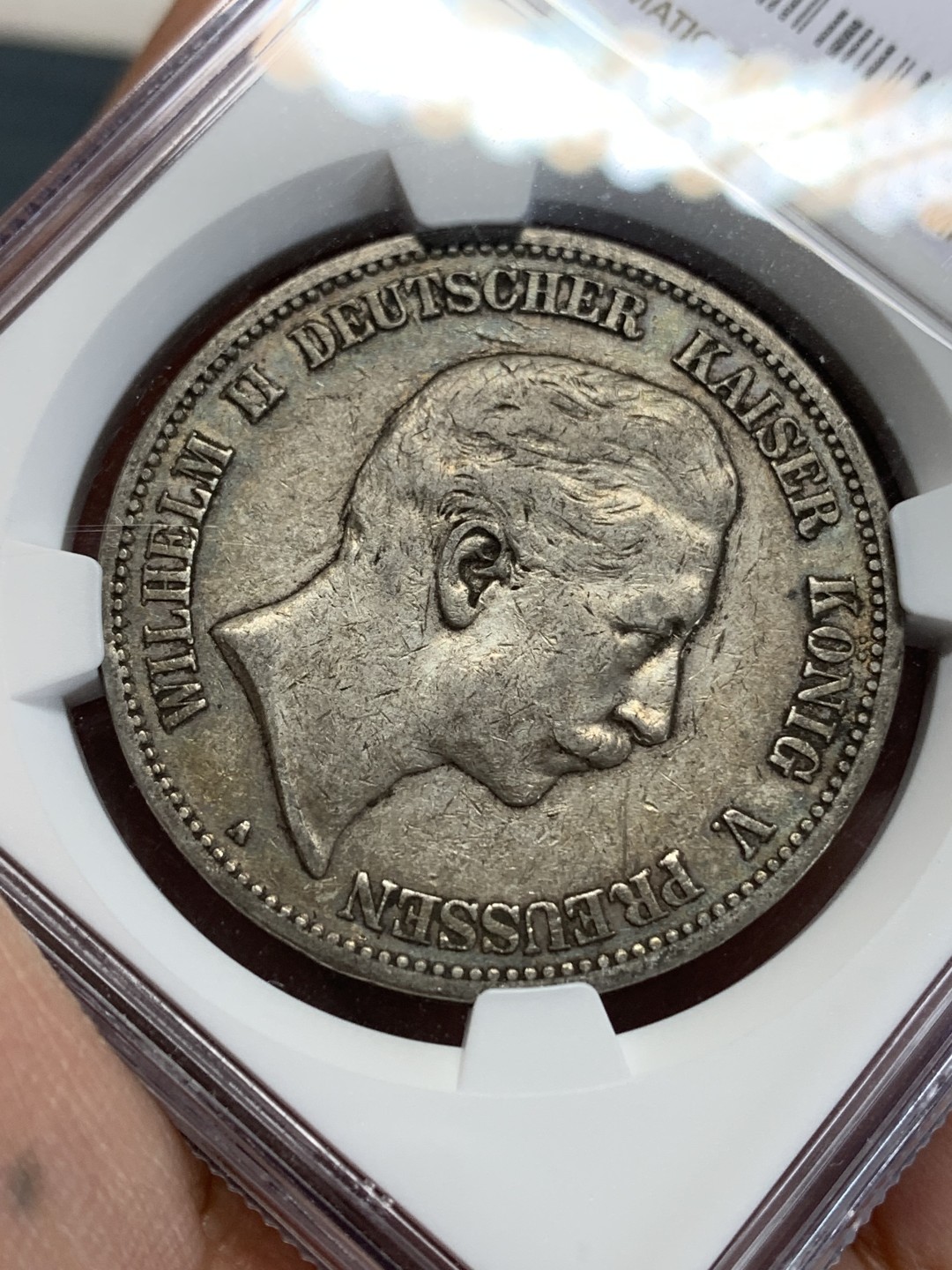 《竞宝斋》第159场-周日，周一 2场 (全场包邮) NGC-XF45 德国普鲁士 1895年威廉二世 5马克大银币 早期年份 原味好品