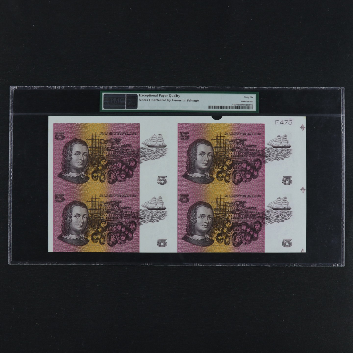 【亘邦集藏】第157期拍卖 【冠军分】1991年 澳大利亚四连钞5元 PMG 66EPQ QDF/G/Q/R000645