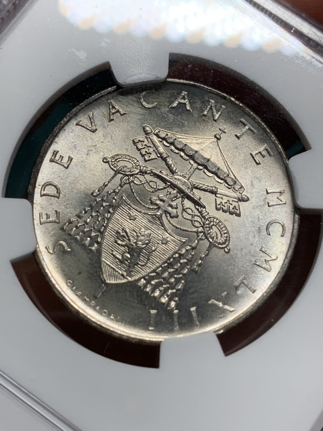 《竞宝斋》第159场-周日，周一 2场 (全场包邮) NGC-MS64，梵蒂冈1963年缺位 白光炫目 上手看更惊艳