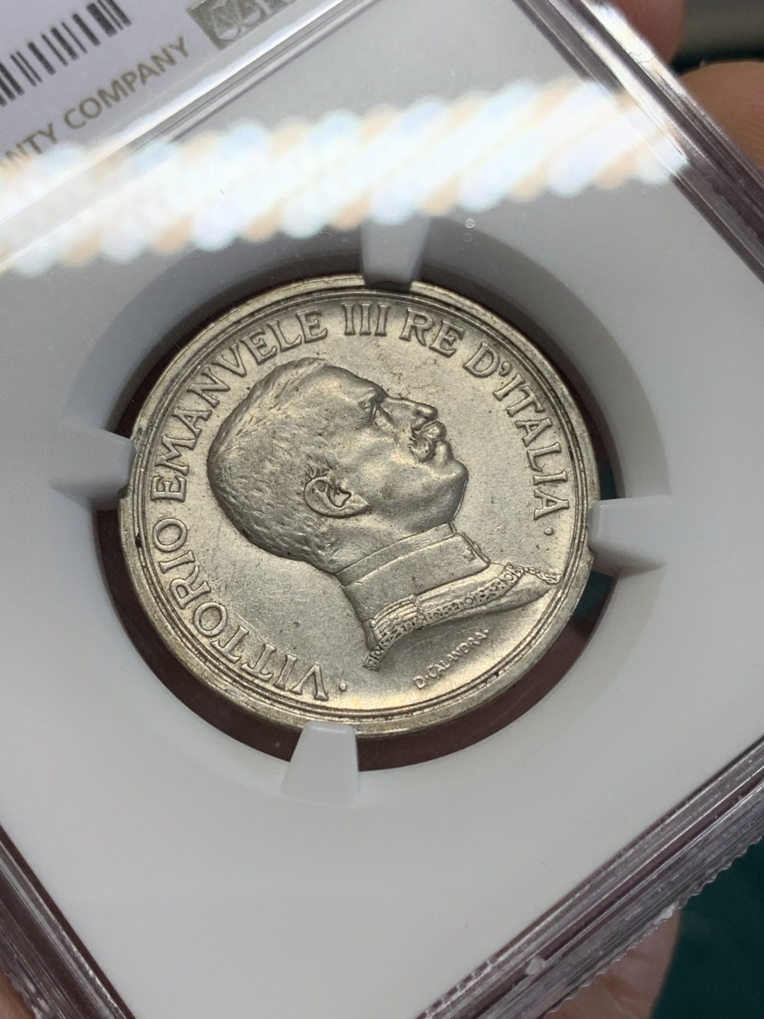 《竞宝斋》第159场-周日，周一 2场 (全场包邮) NGC-AU58 意大利1915年 胜利马车2里拉银币