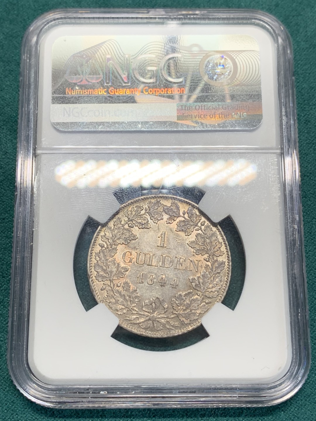 《竞宝斋》第159场-周日，周一 2场 (全场包邮) NGC-AU55 德国 1844年 巴伐利亚1盾双面带彩