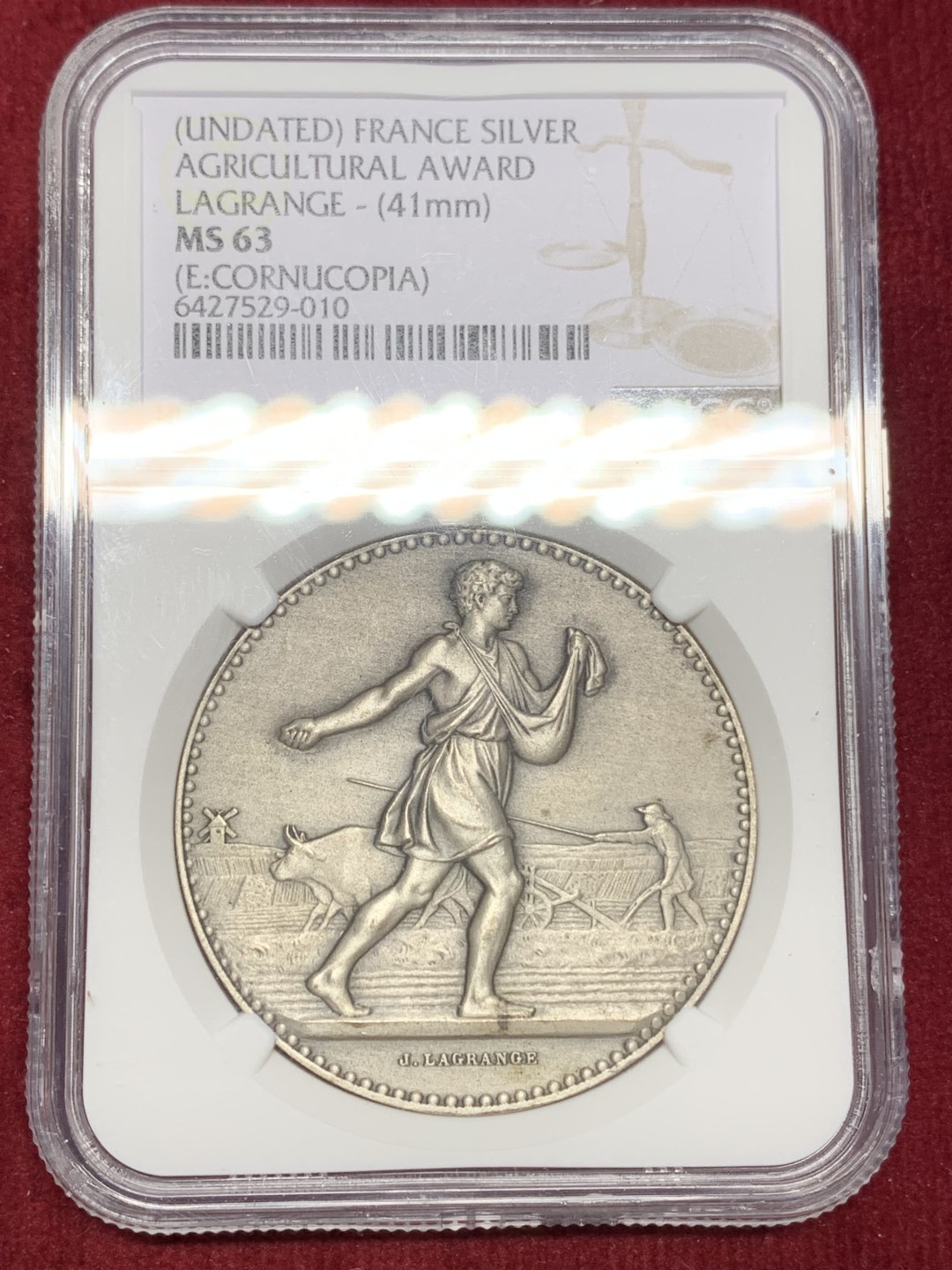 《竞宝斋》第159场-周日，周一 2场 (全场包邮) NGC MS63 法国农业部播种大银章 经典热门品种
