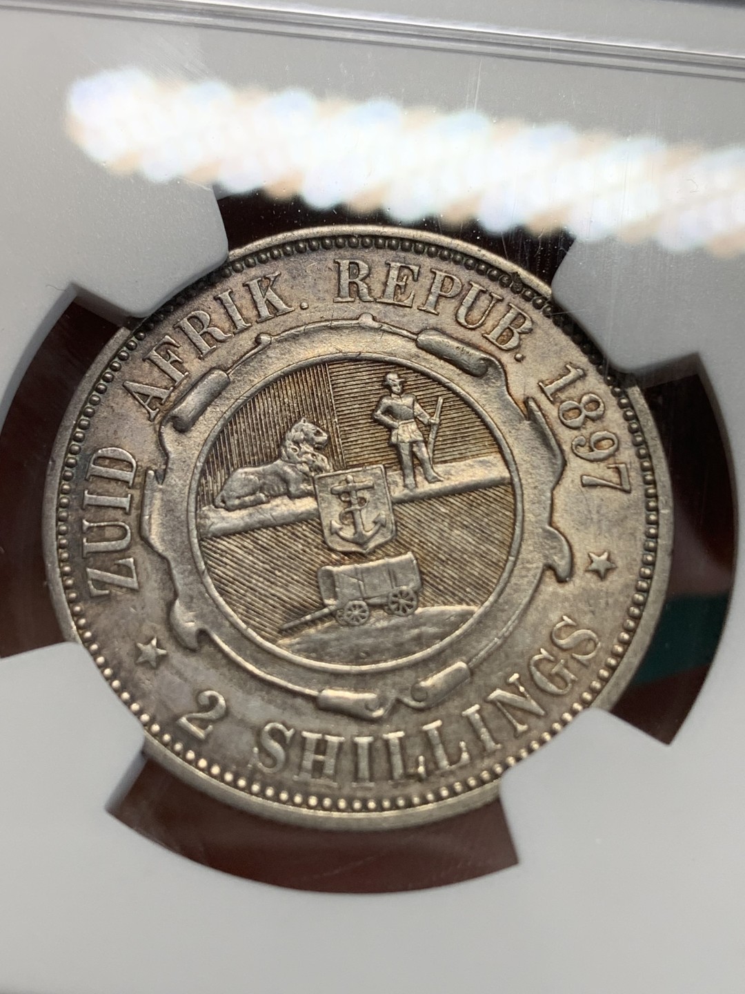 《竞宝斋》第159场-周日，周一 2场 (全场包邮) NGC-AUD 1897南非首任总统克鲁格2先令银币