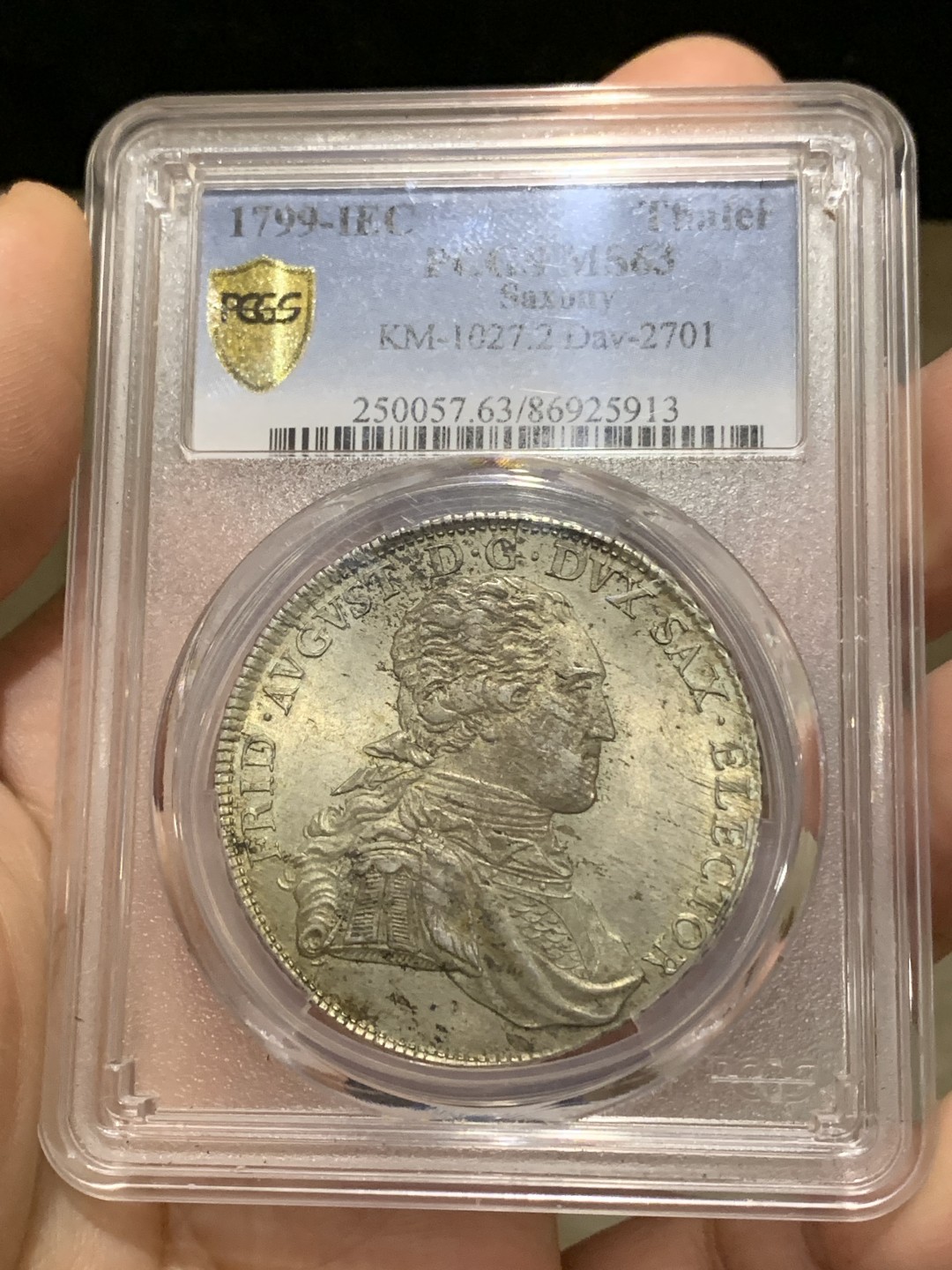 《竞宝斋》第159场-周日，周一 2场 (全场包邮) PCGS MS63 德国 1799 萨克森 泰勒 大银币，两百多年的ms银币，难得高分