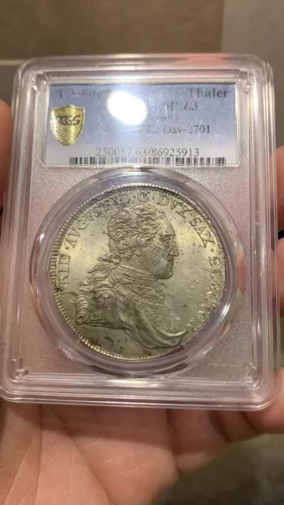 《竞宝斋》第159场-周日，周一 2场 (全场包邮) PCGS MS63 德国 1799 萨克森 泰勒 大银币，两百多年的ms银币，难得高分