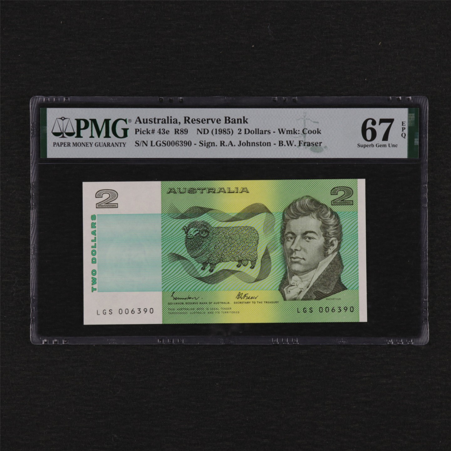 【亘邦集藏】第157期拍卖 1985年 澳大利亚2Dollars PMG 67EPQ 006390