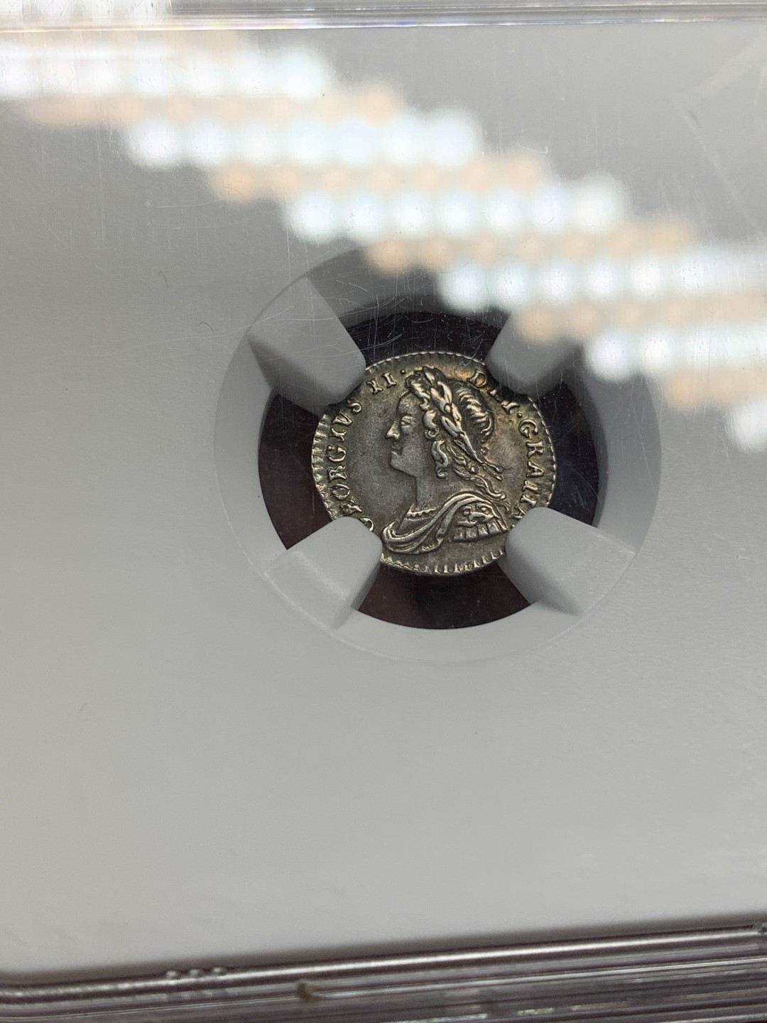 《竞宝斋》第159场-周日，周一 2场 (全场包邮) NGC-AU55 英国乔治二世 1便士银币 留传不易