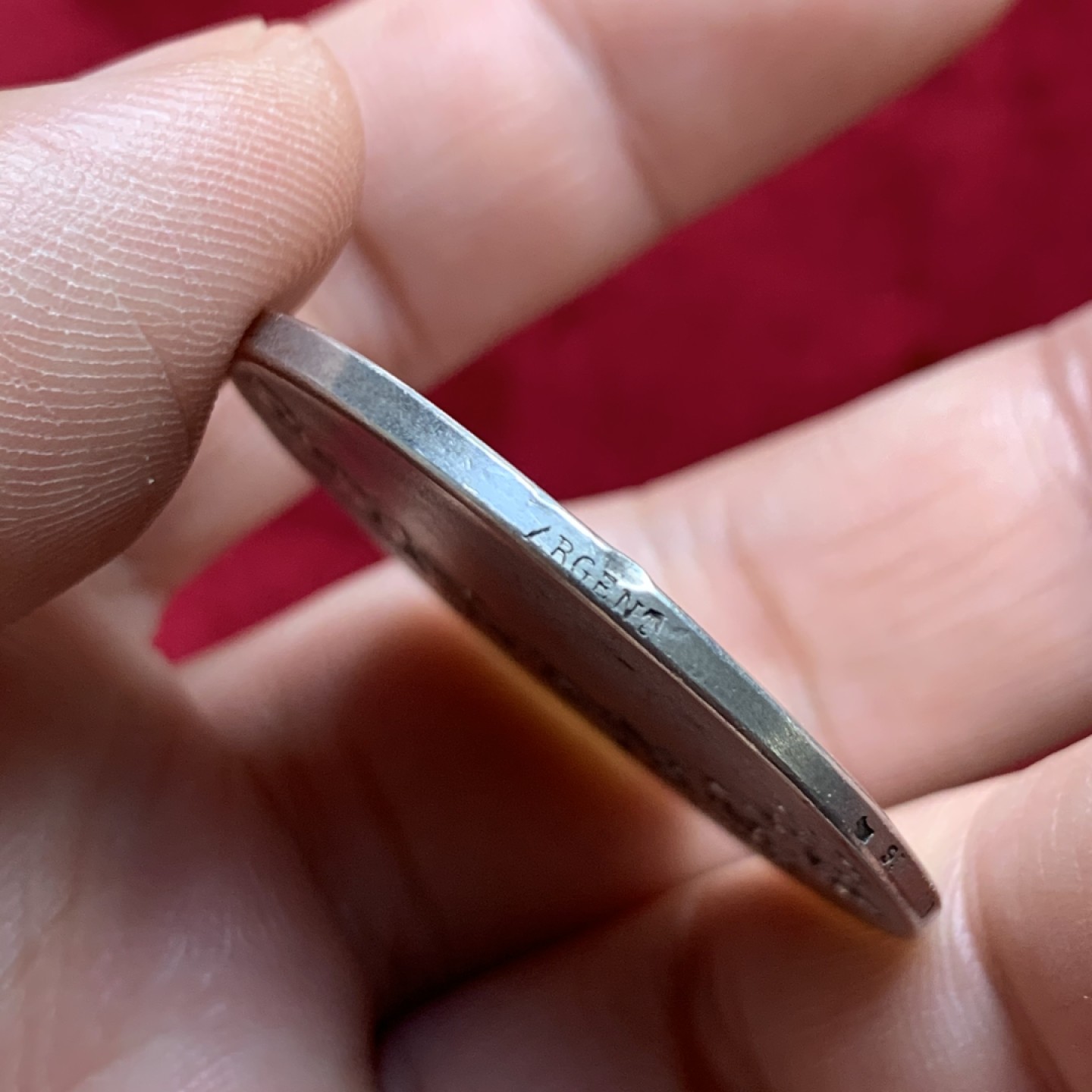 《竞宝斋》第159场-周日，周一 2场 (全场包邮) 法国 少见 戎装女神银章 37mm 20.75g 边铭野猪 菱形 argent950