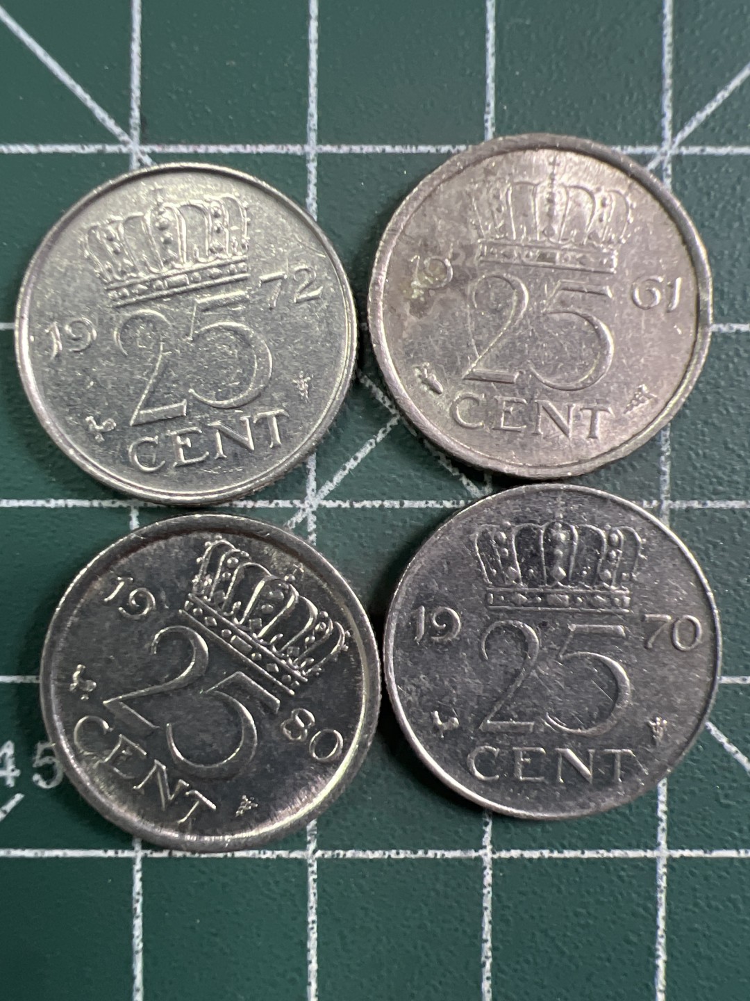 泡泡堂第295期  世界硬币 （无押金，捡漏，全场20包邮，偏远地区除外，接收代拍业务） 荷兰25分4枚