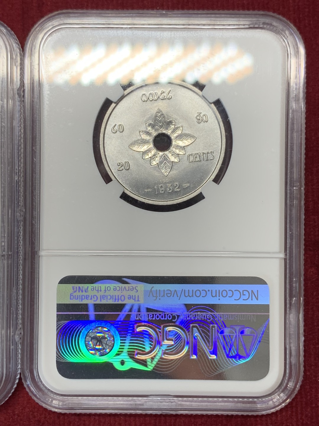 《竞宝斋》第159场-周日，周一 2场 (全场包邮) NGC-MS64/64/62 老挝 1952年 10分/20分/50分 老挝样币Essai，近期东南亚大热品种