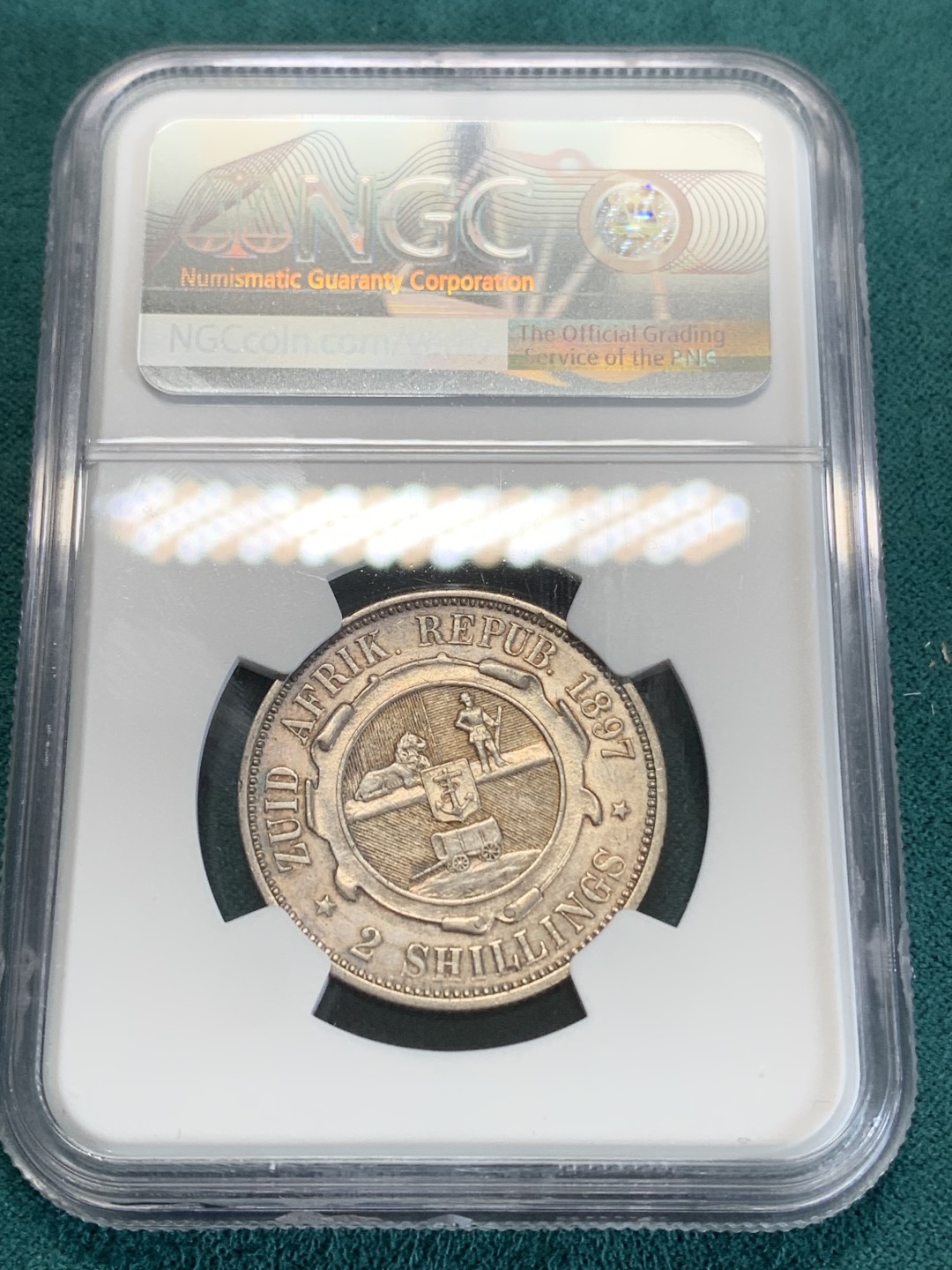 《竞宝斋》第159场-周日，周一 2场 (全场包邮) NGC-AUD 1897南非首任总统克鲁格2先令银币
