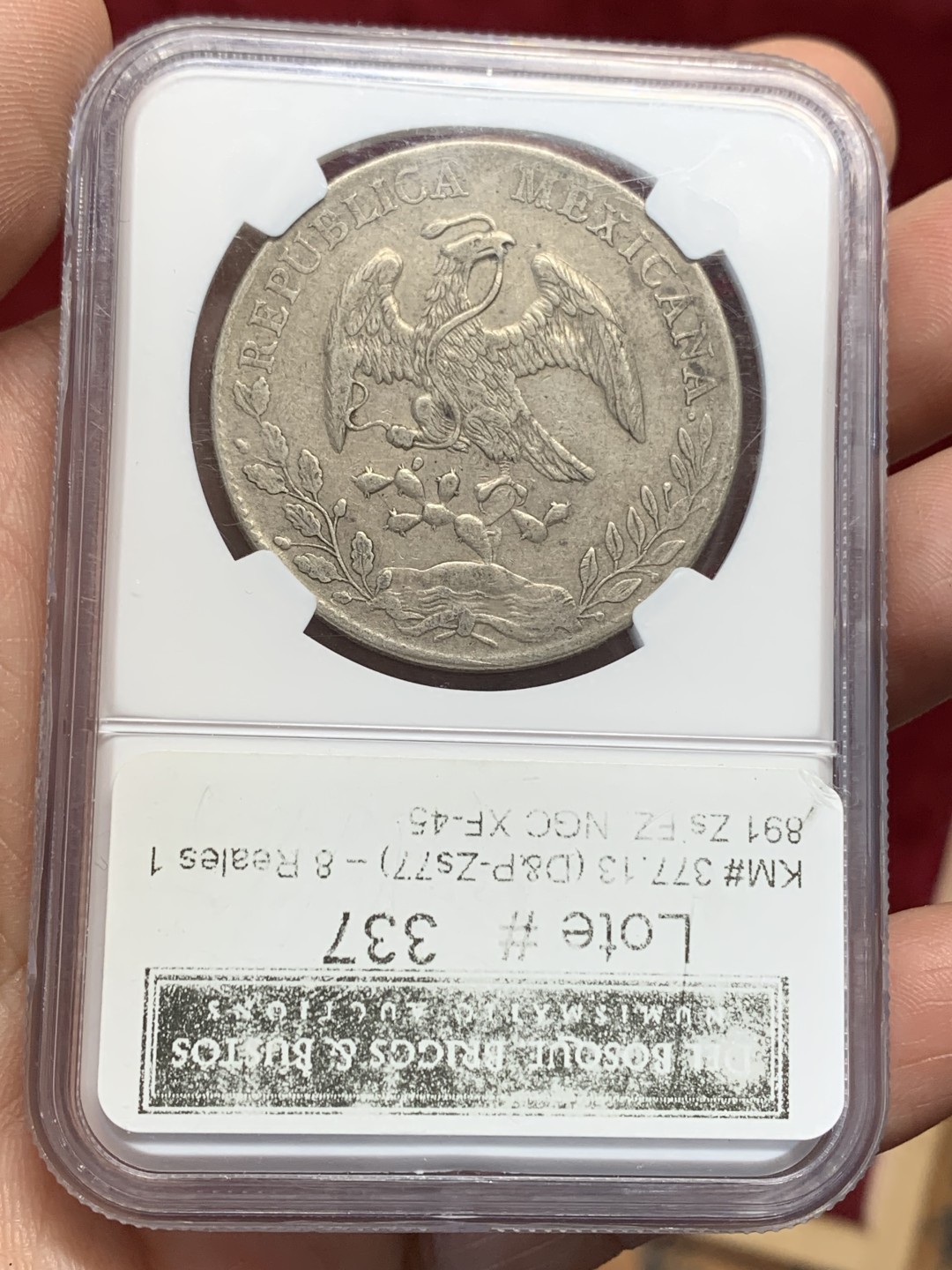 《竞宝斋》第159场-周日，周一 2场 (全场包邮) NGC-XF45 墨西哥 1891年 花边鹰洋 状态不错