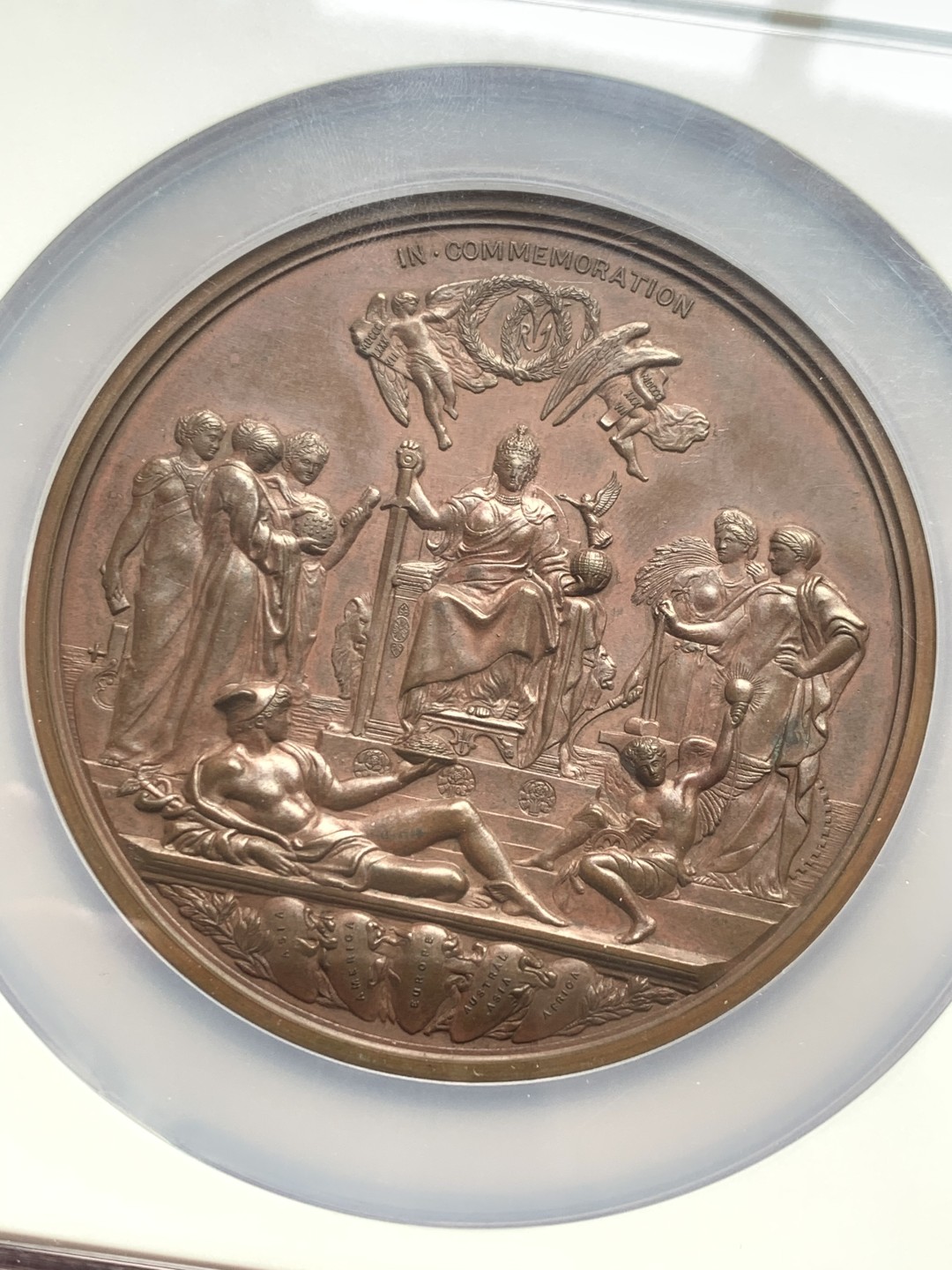 《竞宝斋》第159场-周日，周一 2场 (全场包邮) NGC MS62 英国1887维多利亚登基 50周年大铜章，77mm直径，博物馆级巨制