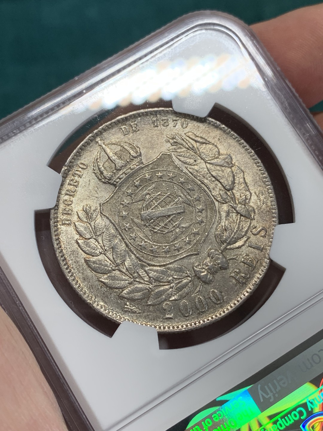 《竞宝斋》第159场-周日，周一 2场 (全场包邮) NGC-AU58 巴西1889年 佩德罗二世 2000瑞斯大银币 大热暴涨系列