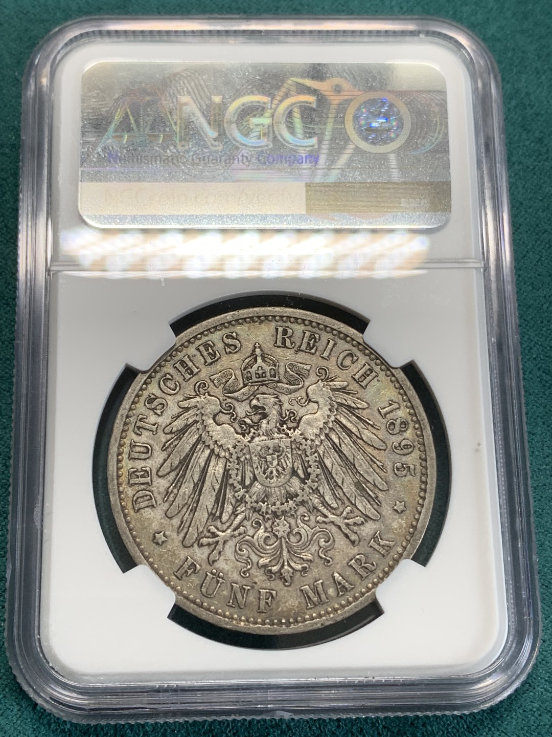 《竞宝斋》第159场-周日，周一 2场 (全场包邮) NGC-XF45 德国普鲁士 1895年威廉二世 5马克大银币 早期年份 原味好品