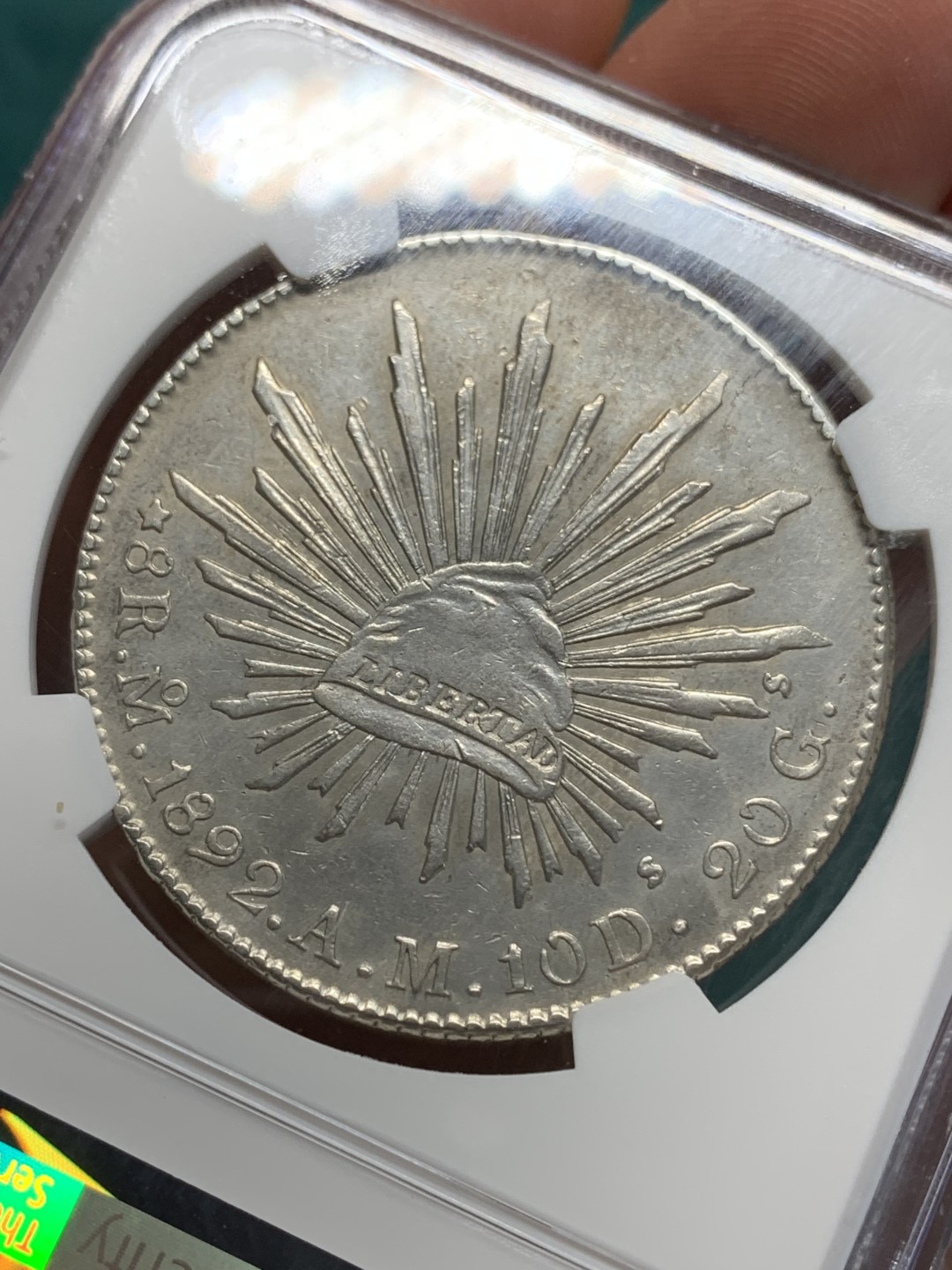 《竞宝斋》第159场-周日，周一 2场 (全场包邮) NGC-AUD 墨西哥 1892年 8R 鹰洋 严评 原厂铸缺 包浆有一点霜感