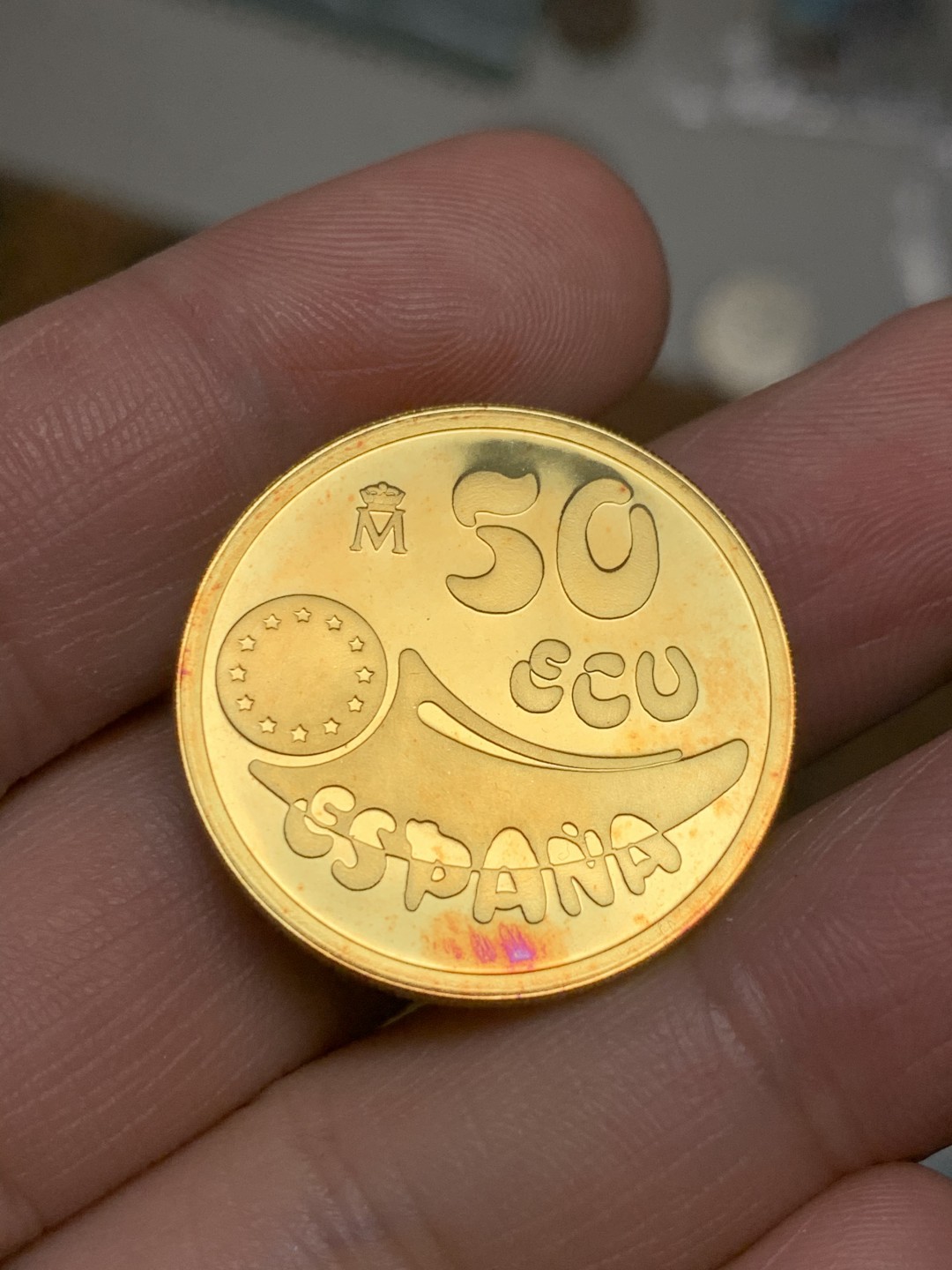 《竞宝斋》第159场-周日，周一 2场 (全场包邮) 原盒证书1989年 菲利普二世 50艾古金币 17.27克 90%金 非常罕见