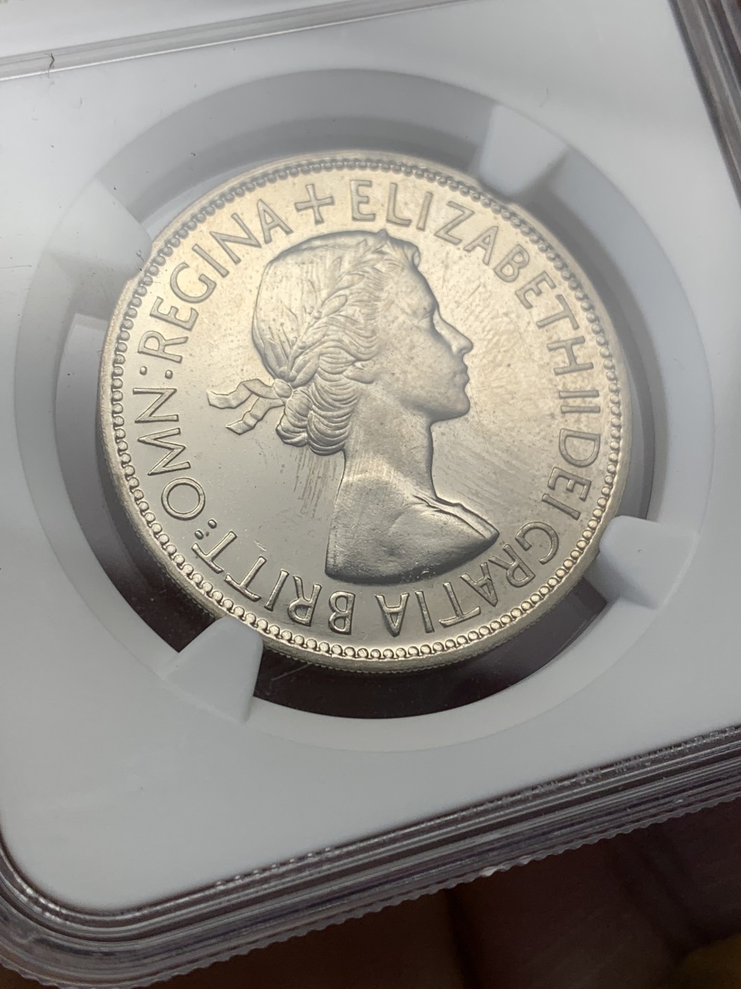 《竞宝斋》第159场-周日，周一 2场 (全场包邮) NGC-PF63 1953年英国伊丽莎白二世加冕首年精制半克朗