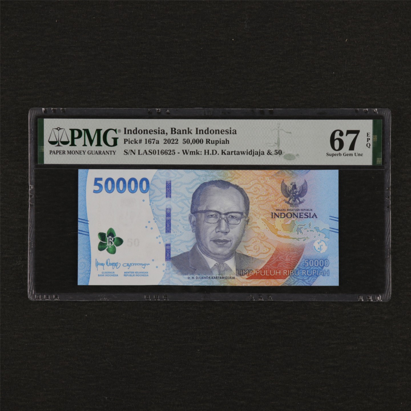 【亘邦集藏】第157期拍卖 2022年 印度尼西亚50000卢比 PMG 67EPQ 016625