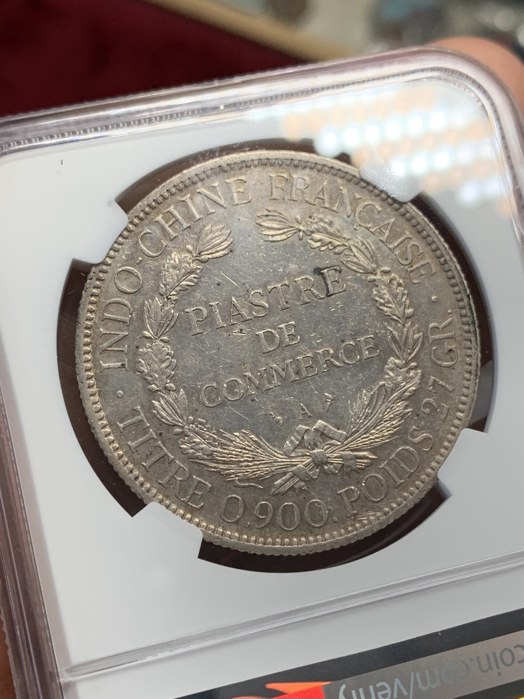 《竞宝斋》第159场-周日，周一 2场 (全场包邮) NGC-AU55 法属印度支那 1902年 1皮亚斯特 坐洋价格稳步上升，此枚略有低评，上车坐洋的不二之选