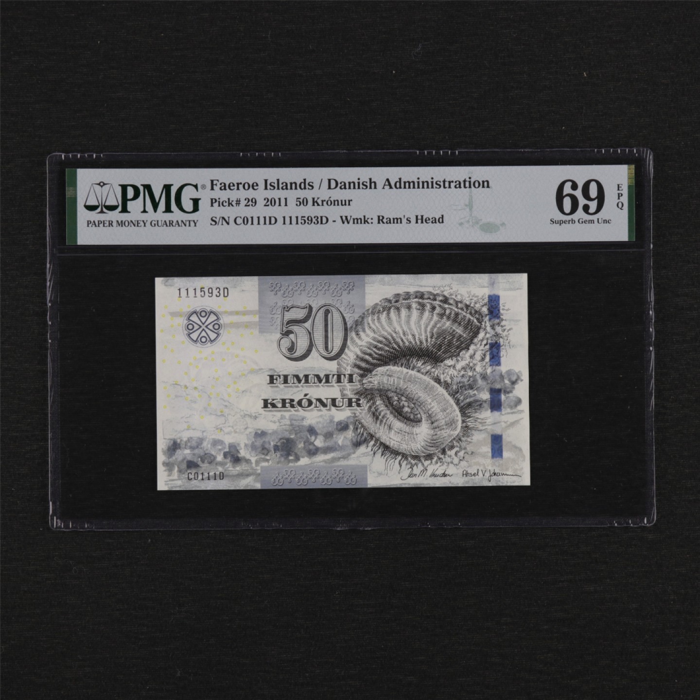 【亘邦集藏】第157期拍卖 2011年 法罗群岛50克朗 PMG 69EPQ 111593