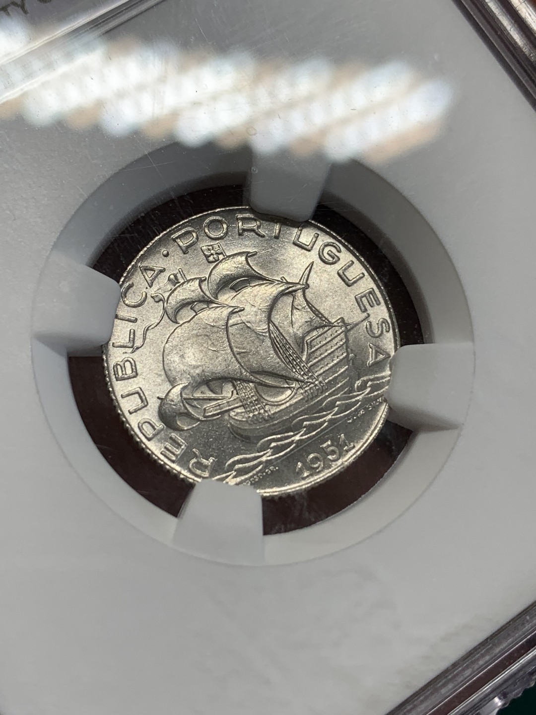 《竞宝斋》第159场-周日，周一 2场 (全场包邮) NGC-MS65 葡萄牙1951年 大帆船2.5盾银币 顶级品相