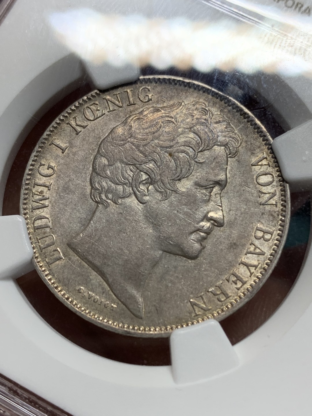 《竞宝斋》第159场-周日，周一 2场 (全场包邮) NGC-AU55 德国 1844年 巴伐利亚1盾双面带彩