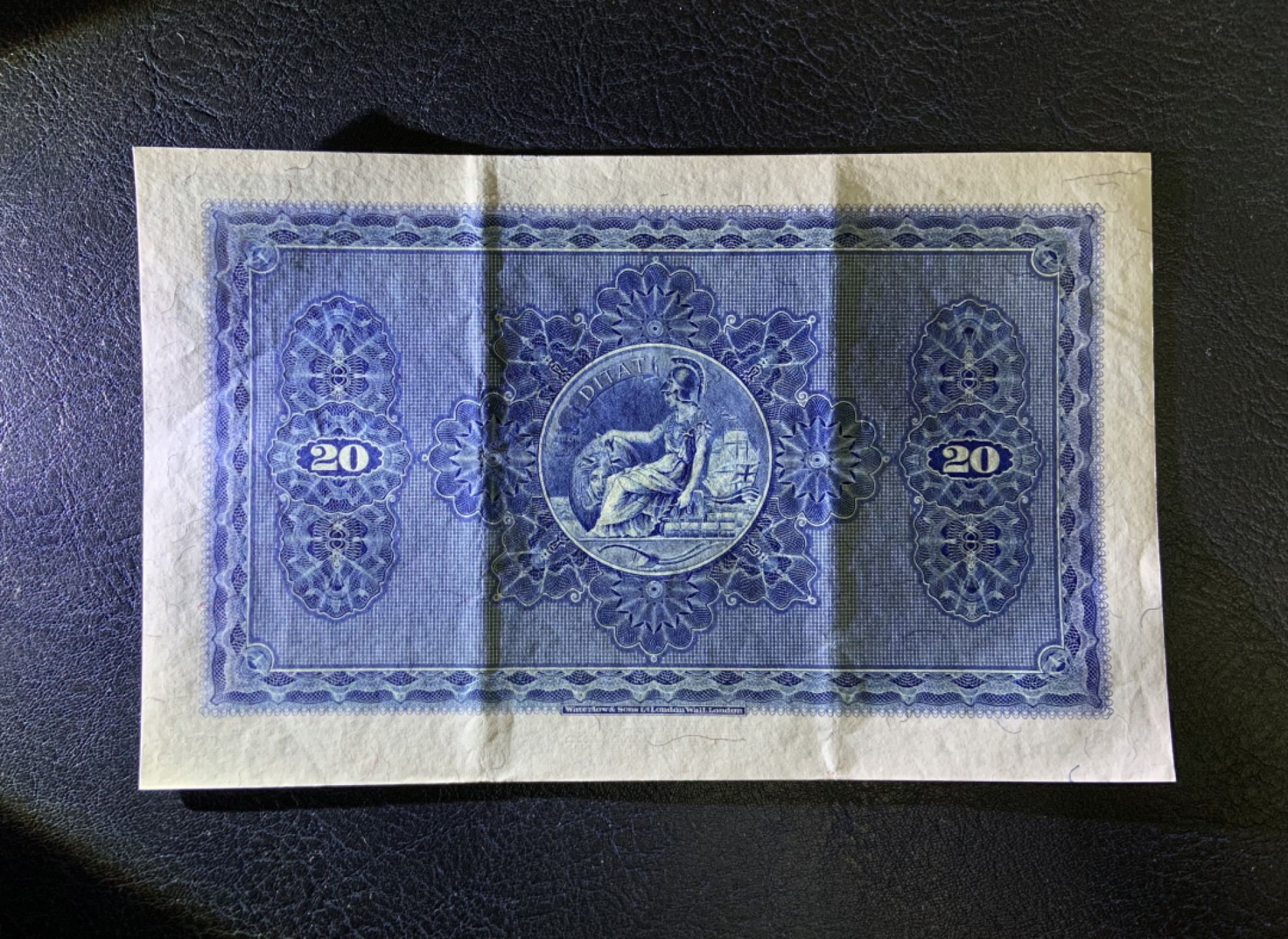 收藏联盟Quantum Auction 第254期拍卖  苏格兰英国亚麻银行1954年20镑 品相AU- 大票幅 珍品 