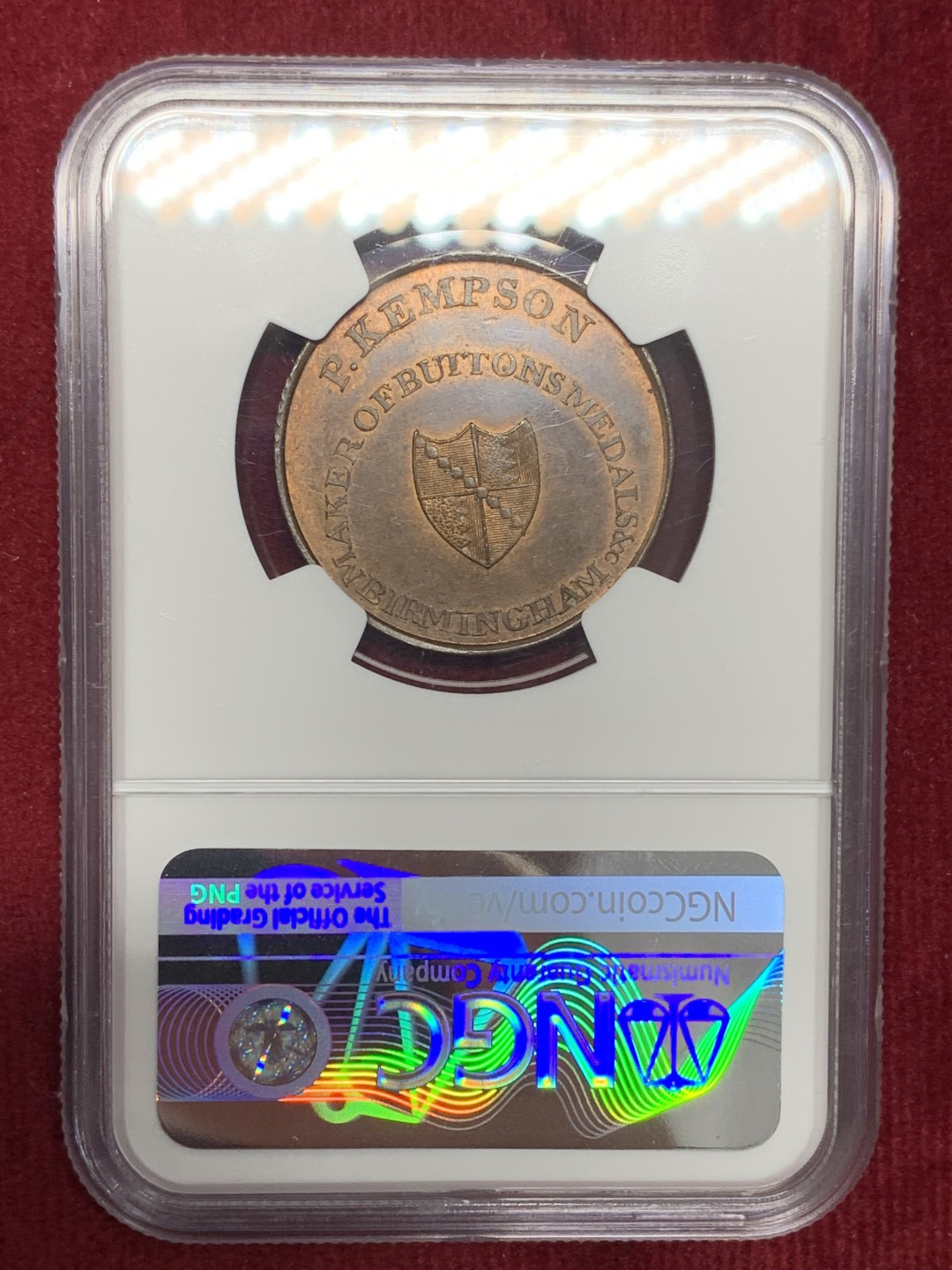 《竞宝斋》第159场-周日，周一 2场 (全场包邮) NGC-MS62BN 英国1795年半便士代币，巧克力铜光醇美厚重，景观建筑经典设计，裸币购于英国Coincraft