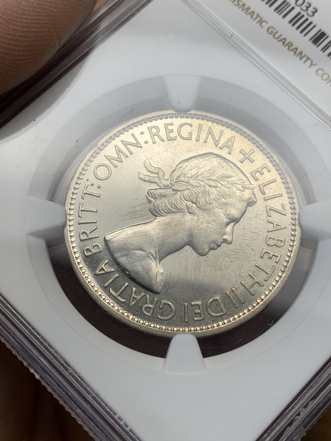 《竞宝斋》第159场-周日，周一 2场 (全场包邮) NGC-PF63 1953年英国伊丽莎白二世加冕首年精制半克朗