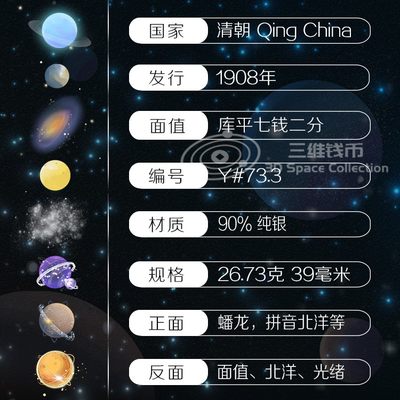 光绪34年北洋造短尾龙光绪元宝银币 NGC-AU55评级币银元 1908年 [三维钱币] 光绪34年北洋造短尾龙光绪元宝银币 NGC-AU55评级币银元 1908年 [三维钱币]