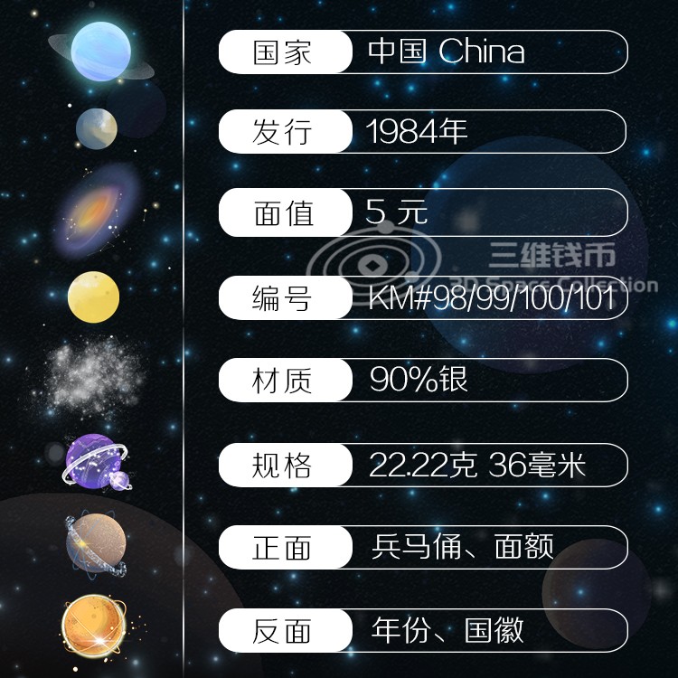 中国1984年历史人物第一组兵马俑评级精制银币NGC-PF68-PF67 盒证 [三维钱币]