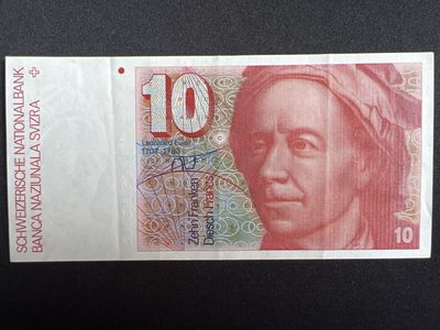 泡泡堂微拍第138幕纸币捡漏可累计专场👿👿，累计满二十元包邮，接受代拍业务 - 瑞士10法郎  数学之王