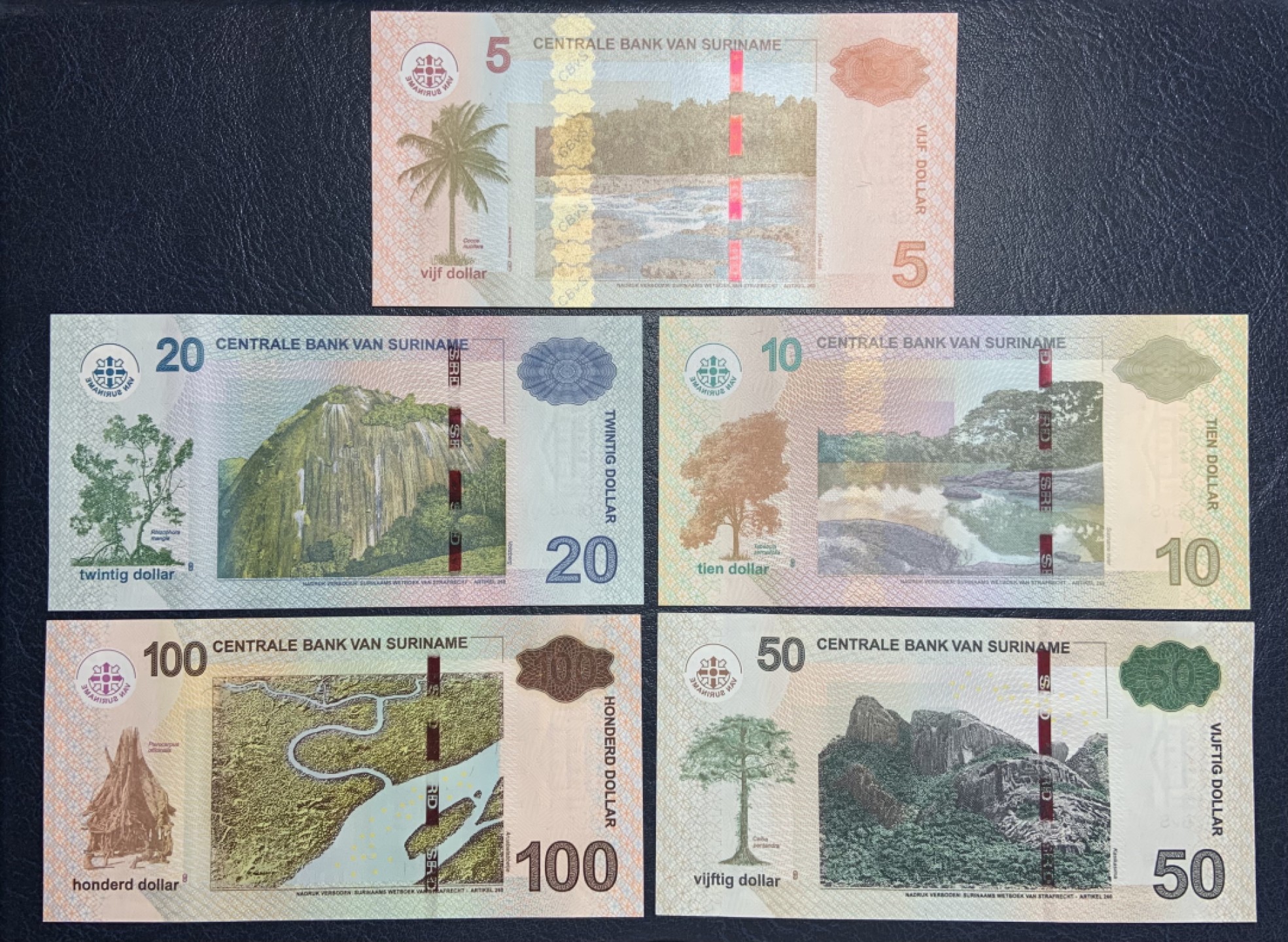 收藏联盟Quantum Auction 第254期拍卖  苏里南2012-2020年5-100元 品相全新UNC