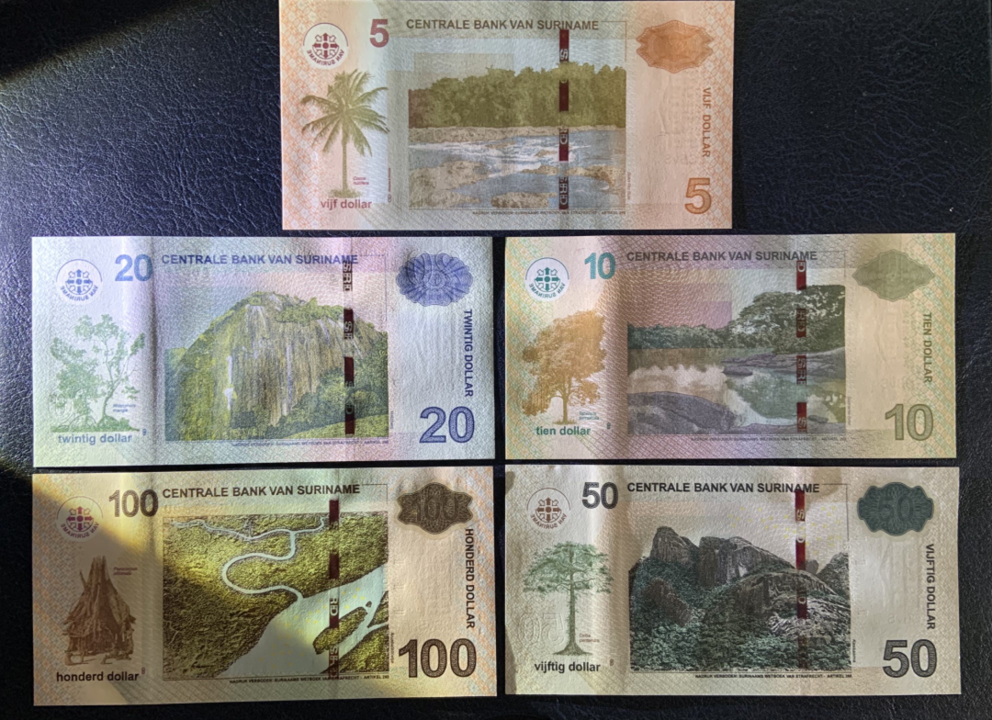 收藏联盟Quantum Auction 第254期拍卖  苏里南2012-2020年5-100元 品相全新UNC