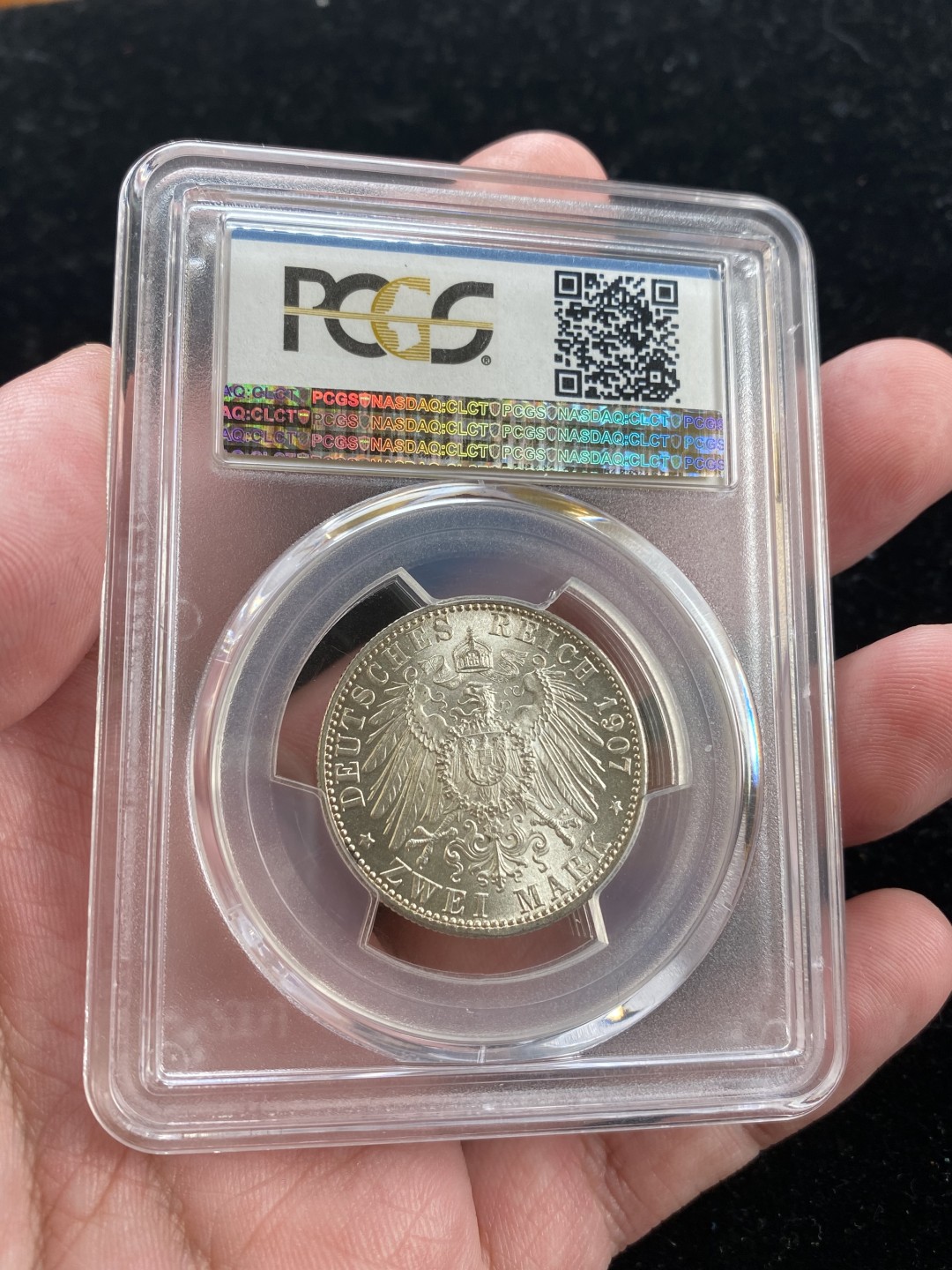 万国钱币拍卖第007期（慕尼黑第二夜） PCGS-MS66 德国1907年巴登大公逝世2马克，顶级品相，转光耀眼。
