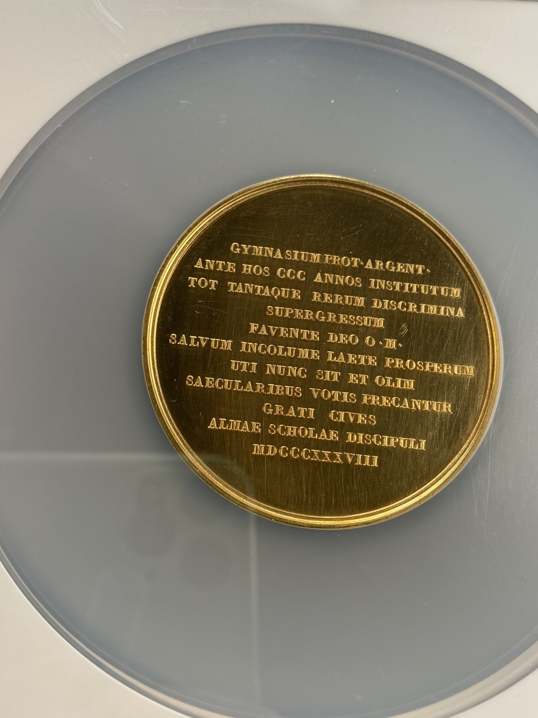 万国钱币拍卖第007期（慕尼黑第二夜） NGC MS64 1838年法国斯特拉斯堡奥运健儿镀金纪念大铜章 47MM