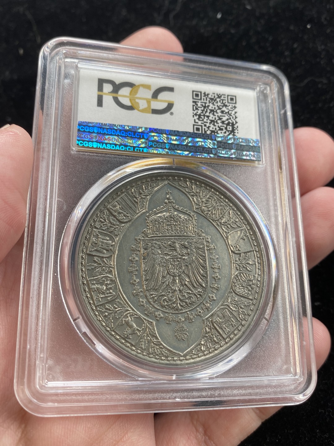 万国钱币拍卖第007期（慕尼黑第二夜） PCGS-SP63 德国1890年柏林射击节锡章，罕见品种，PCGS唯一记录，德射锡章少见，因保存不易，好品更加难得。