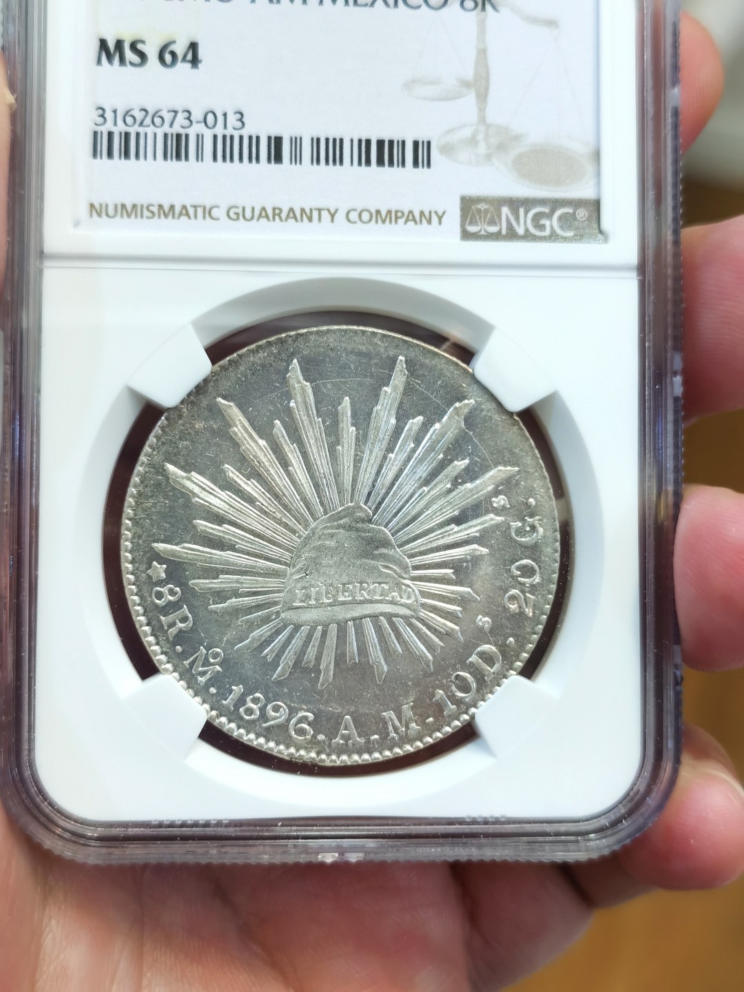 博洋堂世界钱币拍卖第024期（全场包邮） NGC MS64 墨西哥1896年MO AM版花边鹰洋 深打 镜面转光 完全可收藏级