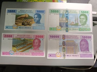 【专场20230426】马格里布——中东以及非洲纸币专场 - 【拍品003F】中非共同体2002版1000+2000+5000+10000法郎AUNC，C字母刚果布印刷