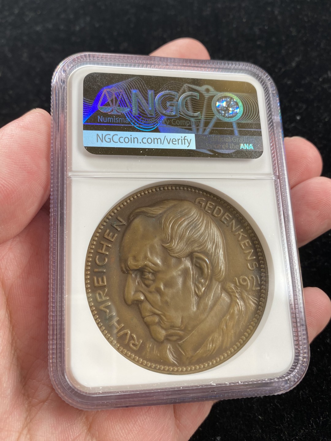 万国钱币拍卖第007期（慕尼黑第二夜） NGC MS64BN 1921年卡尔哥茨设计普法战争胜利五十周年帝国首相俾斯麦与帝国元帅陆军总参谋长老毛奇纪念大铜章 RR，42MM 42G 高浮雕，稀少品种